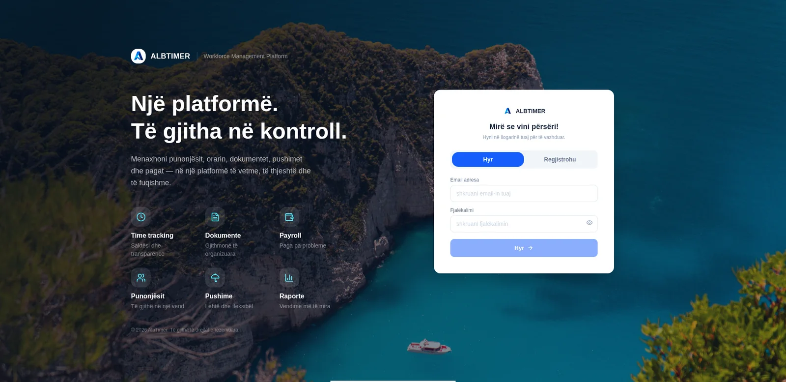 AlbTimer sign-in page
