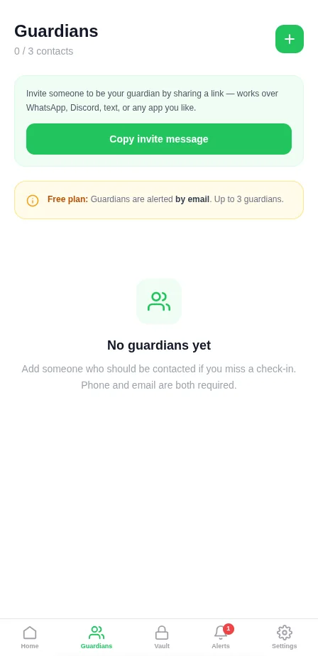 CheckUp guardians screen